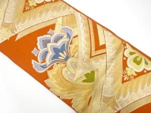 アンティーク　唐花模様織り出し袋帯（着用可）
